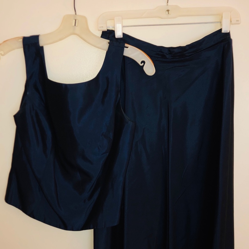 Navy blue A-line skirt w/matching top